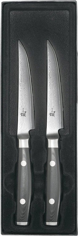 Yaxell Ran Steakmessenset - 2-delig - Giftset - 69 Lagen Damaststaal - VG10 Staal - 61 HRC - Canvas-Micarta Heft