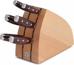 Yaxell Super Gou Messenset - 7-delig - Beukenhouten Messenblok met 6 Messen - 161 Lagen Damaststaal - SG2 Staal - 63 HRC - Canvas-Micarta Heft