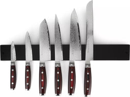 Yaxell Super Gou Messenset - 7-delig - Zwarte Magneetstrip met 6 Messen - 161 Lagen Damaststaal - SG2 Staal - 63 HRC - Canvas-Micarta Heft