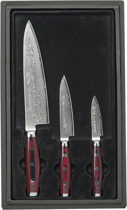 Yaxell Super Gou Messenset - Giftset - 3-delig - Koksmes 20 cm, Universeelmes 12 cm & Schilmes 8 cm - 161 Lagen Damaststaal - SG2 Staal - 63 HRC - Canvas-Micarta Heft