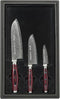 Yaxell Super Gou Messenset - Giftset - 3-delig - Santoku 16,5 cm, Klein Santoku 12,5 cm & Schilmes 8 cm - 161 Lagen Damaststaal - SG2 Staal - 63 HRC - Canvas-Micarta Heft