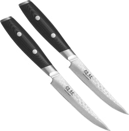 Yaxell Tsuchimon Steakmessenset - 2-delig - 3 Lagen Damaststaal - VG10 Staal - Canvas-Micarta Heft