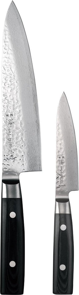 Yaxell Zen Messenset - 2-delig - Koksmes 20 cm en Universeelmes 12 cm - 37 Lagen Damaststaal - Canvas-Micarta Heft