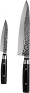 Yaxell Zen Messenset - 2-delig - Koksmes 20 cm en Universeelmes 12 cm - 37 Lagen Damaststaal - Canvas-Micarta Heft