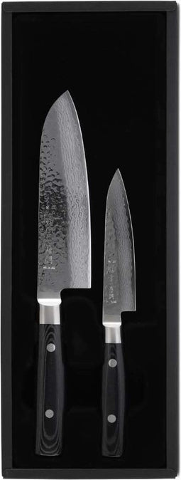 Yaxell Zen Messenset - 2-delig - Santokumes 16,5 cm en Universeel mes 12 cm -37 Lagen Damaststaal - Canvas-Micarta Heft