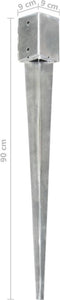 vidaXL - Grondpinnen - 12 - st - 9x9x90 - cm - gegalvaniseerd - staal - zilverkleurig