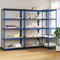 vidaXL - Opbergrekken - 3 - st - 5-laags - staal - en - bewerkt - hout - blauw