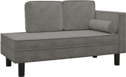 vidaXL - Chaise - longue - met - kussens - en - bolster - fluweel - lichtgrijs