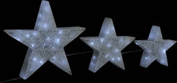 vidaXL - Kerstdecoratiesterren - 3 - st - LED - buiten - binnen - mesh - wit