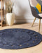 KOYUNLU - Laagpolig vloerkleed - Donkerblauw - ø 120 cm - Jute