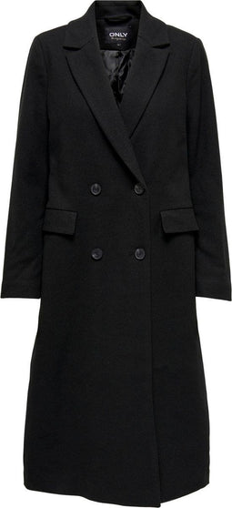 ONLY ONLCONNY LONG COAT BF OTW - Dames Jas - Zware stof - Omkeerbare hals - Knoopsluiting met dubbele knopenrij - Lang