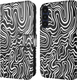 imoshion Hoesje Geschikt voor Samsung Galaxy A55 Hoesje Met Pasjeshouder - imoshion Design Bookcase smartphone - Meerkleurig / Black And White