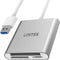 Unitek Y-9313 - USB 3.0 3-Port Geheugenkaartlezer - CF microSD SD - Zilver