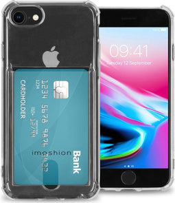 iMoshion Hoesje Geschikt voor iPhone SE (2022) / SE (2020) / 8 / 7 Hoesje Met Pasjeshouder - iMoshion Softcase Backcover met pashouder - Transparant
