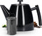 Vaja® Juliette Theepot - Dubbelwandig - 1.0L met Filter - Glimmend Zwart