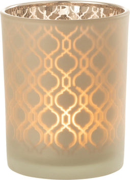 J-Line windlicht Geometrisch - glas - beige - medium - 2 stuks