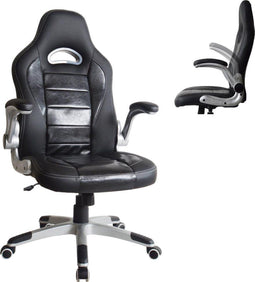 Bureaustoel Thomas - gamestoel - inklapbare armleuning ergonomisch - zwart