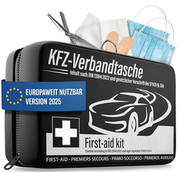 HELDENWERK Verbandtas - EHBO-kit Auto - DIN 13164:2022 Norm - Compact - Zwart Waterafstotend Nylon