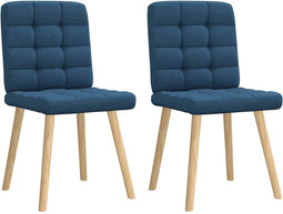 vidaXL - Eetkamerstoelen - 2 - st - stof - blauw