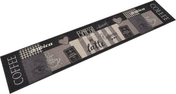vidaXL - Keukenmat - wasbaar - koffieprint - 60x300 - cm - fluweel - zwart