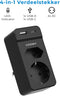 Voomy Verdeelstekker X2S - 2 stopcontacten - 1 USB-C & 1 USB-A poort - Zwart