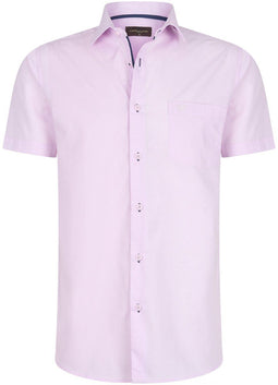 Cappuccino Italia - Heren Overhemden Korte Mouw Palermo - Roze - Maat XXL