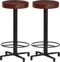 vidaXL - Barkrukken - 2 - st - 66 - cm - echt - leer