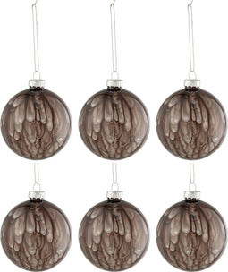 J-Line kerstbal Gevlekt - glas - donkergrijs - small - doos van 6