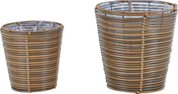 SARTI - Bloempot set van 2 - Bruin - PE rotan