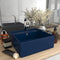 vidaXL - Wastafel - met - overloop - vierkant - 41x41cm - keramiek - mat - donkerblauw