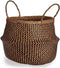Zeegras Mand Zwart Bruin Met Handvaten (35 x 30 x 35 cm)