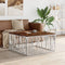 vidaXL - Salontafel - roestvrij - staal - en - massief - gerecycled - hout - zilver