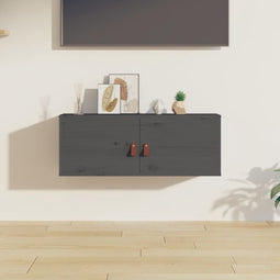vidaXL - Wandkast - 80x30x30 cm - massief grenenhout - grijs