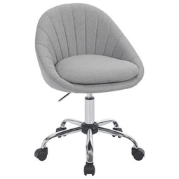 Woltu Bureaustoel Ergonomisch - Met Wielen, Draaibaar, Linnen Bekleding Grijs - Metalen Frame, 10 cm