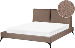 MELLE - Tweepersoonsbed - Bruin - 160 x 200 cm - Bouclé