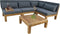Tuin loungeset Aruba 5-delig + hoek (incl. kussens) - Donkergrijs - Teak