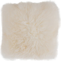 J-Line kussen Schapenvel Vierkant - polyester - wit