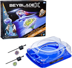 Hasbro Beyblade X Drop Attack Battle-set - Beystadium met 2 tollen en 2 launchers - X-Celerator-rail