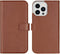 Selencia iPhone 14 Pro Max - Echt Lederen Bookcase - Ruimte voor 3 pasjes - Lichtbruin