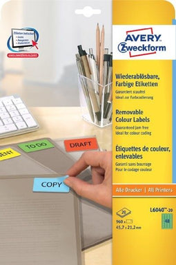 Avery Mini Etiketten - Printlabel - Afneembaar - Groen 45,7 x 21,2 mm