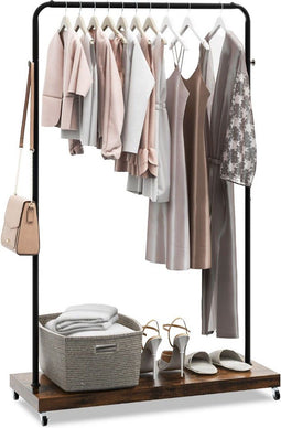 SureDeal® - Kledingrek - Op Wielen - Verplaatsbaar - Staal - 103,5x40x162,5 cm - Zwart