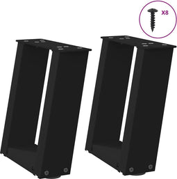 vidaXL - Salontafelpoten - 2 - st - U-vormig - 30x(30-31) - cm - staal - zwart