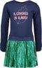 B.Nosy Meisjes Jurk - Shiny fake leather rok - Space blue - Maat 122