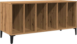 vidaXL - Platenkast - 100x38x48 - cm - bewerkt - hout - artisanaal - eikenkleur