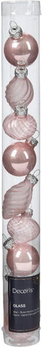 Kerstbal glas d3 cm poederroze 9st I