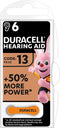 Duracell Hearing Aid DA 13 - Knoopcelbatterijen - 4 jaar opslag - (6 stuks)