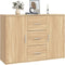 vidaXL - Dressoir - 91x29,5x65 - cm - bewerkt - hout - sonoma - eikenkleurig