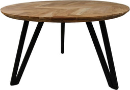 HSM Collection Eettafel Rond Visgraat Ø120x76cm Naturel/Zwart Eiken/Metaal
