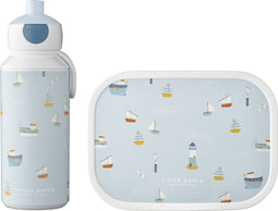 Mepal lunchset (pop-up fles & lunchbox) Campus Little Dutch - 400 + 750 ml - Broodtrommel en Drinkbeker voor kinderen - Bento box - Pop-up drinkfles - Sailors Bay