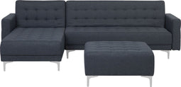 ABERDEEN - Hoekbank ottomaan - Donkergrijs - Rechts - Polyester